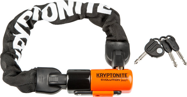 Kryptonite Evolution 4 Integrated Chain Kettenschloss - schwarz-orange-weiß/55 cm